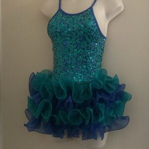 Curtain call cme Teal and Blue Sequin Dance Costume 37